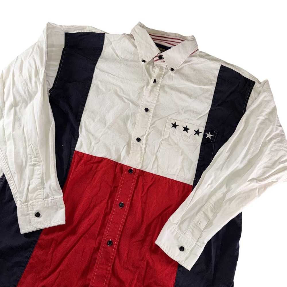 Vintage‎ Panhandle Slim Shirt Mens XL Red White Blue Patriotic Flag Western 90s